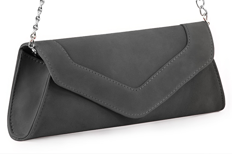 Dark grey women's dress clutch, for weddings, ceremonies, cocktails and parties. Front view - Florence KOOIJMAN